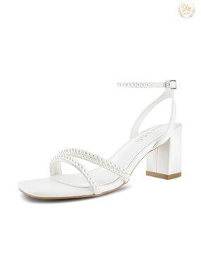 Strappy Heels for Women Square Toe Chunky Block Heels Ankle Buckle Heeled
